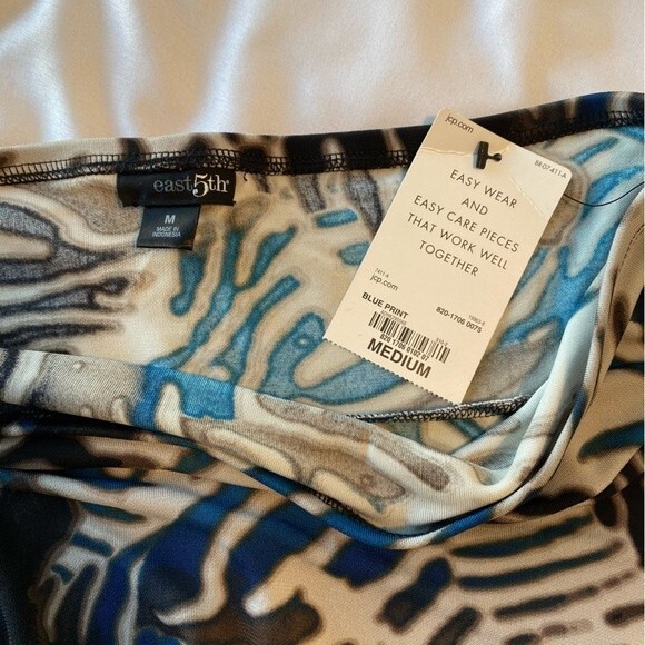 NWT  West 5th Blue Brown Abstract Floral Midi Swing Skirt Size M - Picture 6 of 10